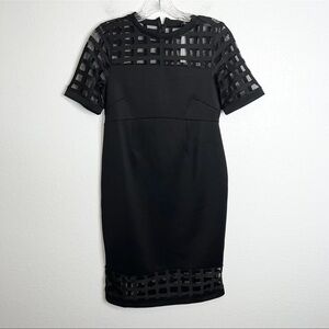 ASOS Dress Women Size 0 Maternity Black Sheath Cage Mesh Knee Length  B10